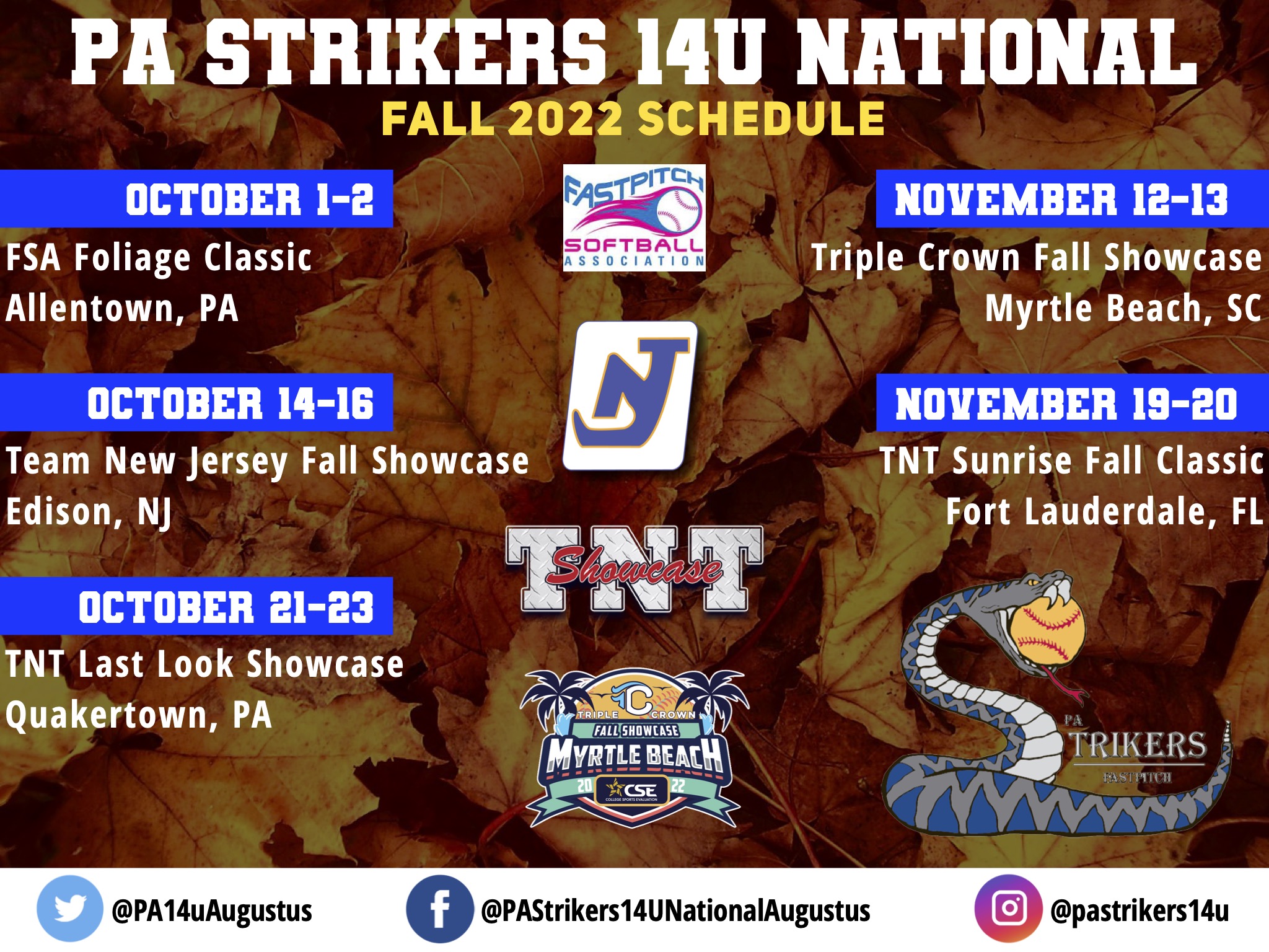 SCHEDULE PA Strikers Fastpitch Softball